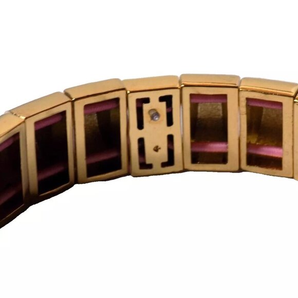 Kate Spade Stretch Bangle Bracelet Gold-tone Metal Pink Multi Sliced Scallops - Picture 2 of 4